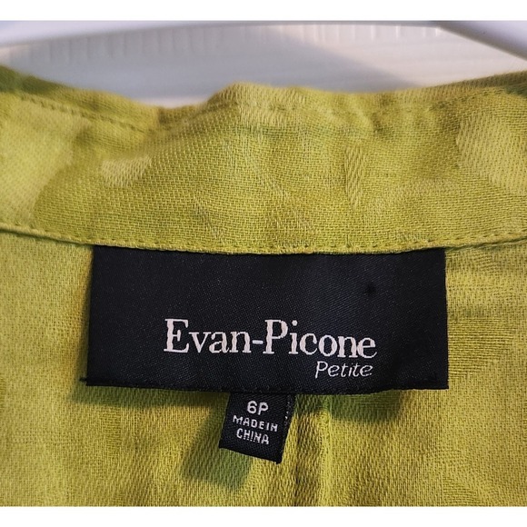 Evan Picone Green Linen Cropped Jacket Blazer, 6 Petite - Picture 2 of 4